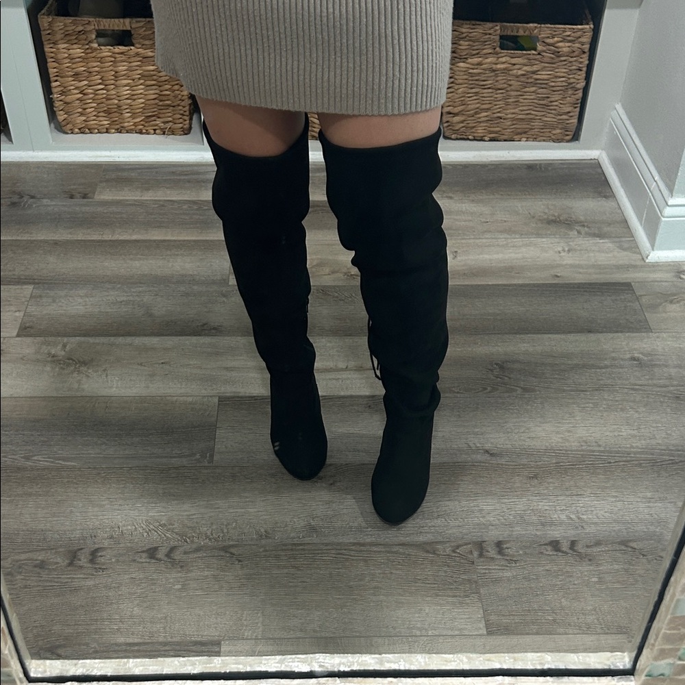 Lulus Black Over-the-Knee Boots